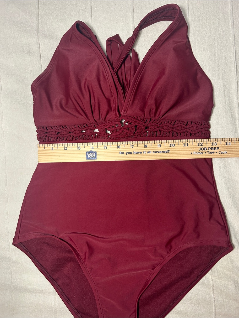 Kona Sol Target Burgundy Macrame Crochet One Piece Swimsuit Size M - Picture 4 of 5